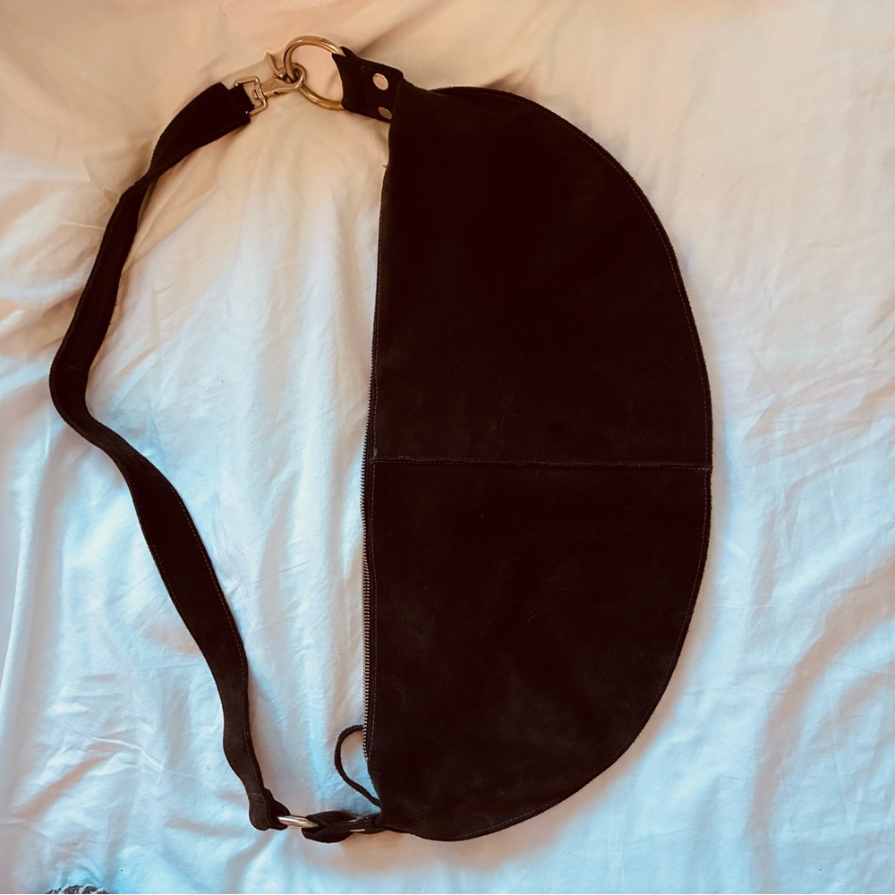 Allison Burns faithfull brown suede crossbody purse